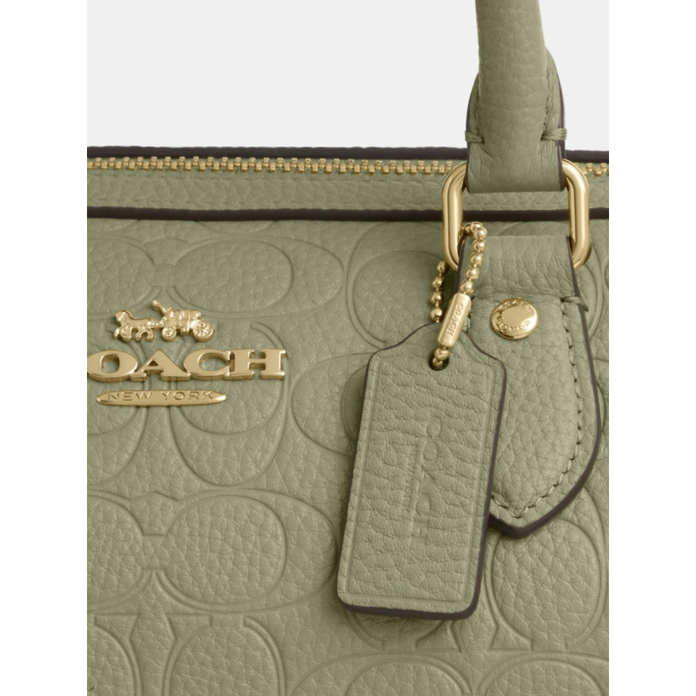 NEW Coach Rowan Satchel Bag In Pistachio Signature Leather NWT - Picture 2 of 3